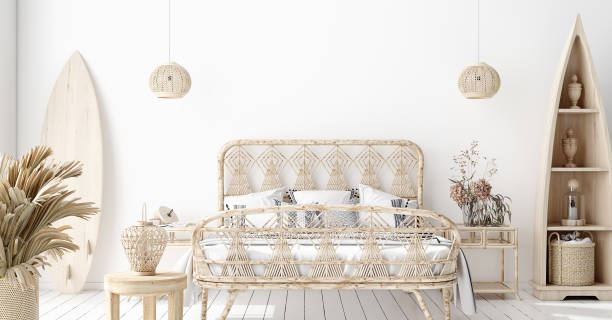 istock Mock-up poster,wall in bedroom, Scandinavian style 1162202391