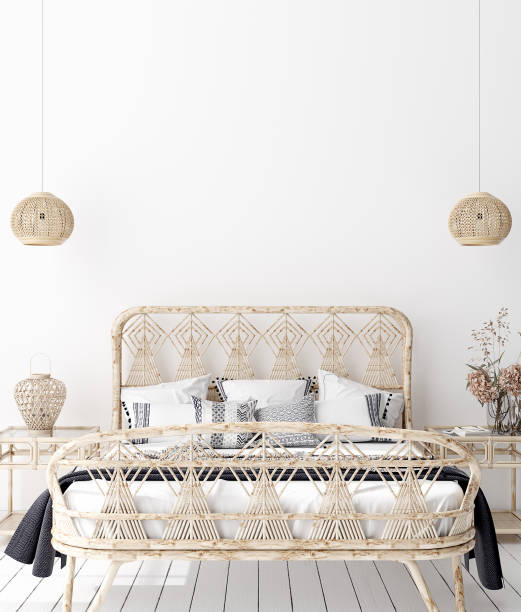 istock Mock-up poster,wall in bedroom, Scandinavian style 1162202408