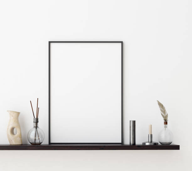 istock Mock-up poster frame in decorated room interior, Scandinavian style 1162202479