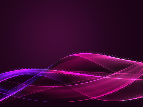 Abstract violet and pink waves on purple background. 3D rendered image.