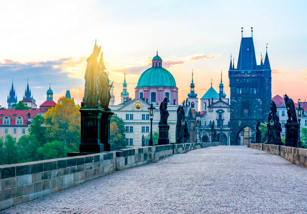 istock Charles Bridge (Karluv Most) and Prague architecture at sunrise, Czech Republic 1162207023