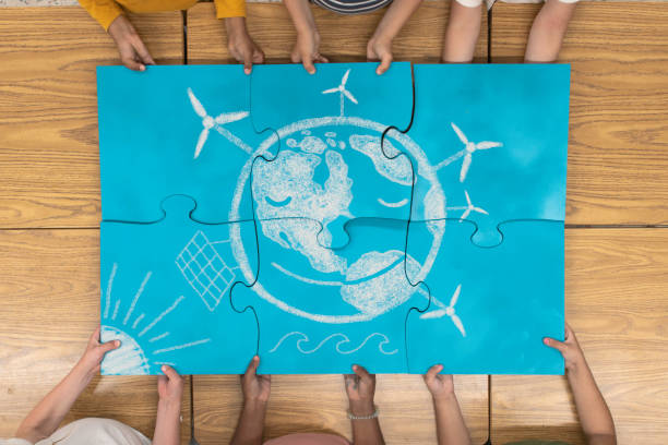 Elementary students portraying a bright future of renewable energy