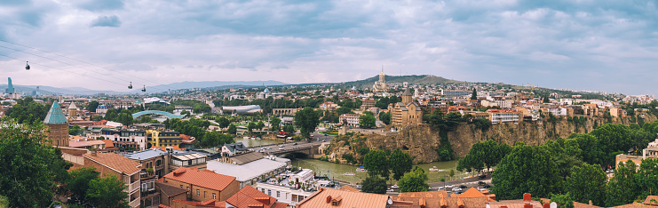 Panoramic view of Tbilisi cityscape in Georgia