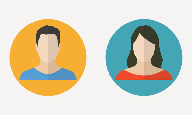 Man and woman avatar profile in flat design. Male and Female face icon. Vector illustration. Man and woman avatar profile in flat design. Male and Female face icon. Vector illustration. avatar photos stock illustrations