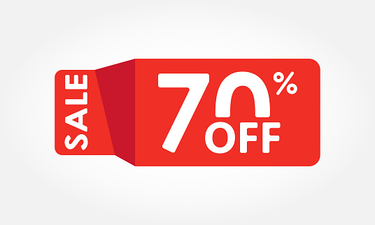 70 Off Sale And Discount Tag With 70 Percent Price Off Icon Vector