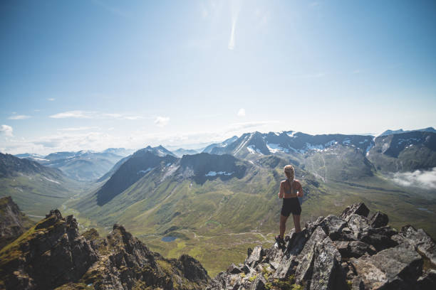 istock Woman hiking mountain in Norway. 1162210476