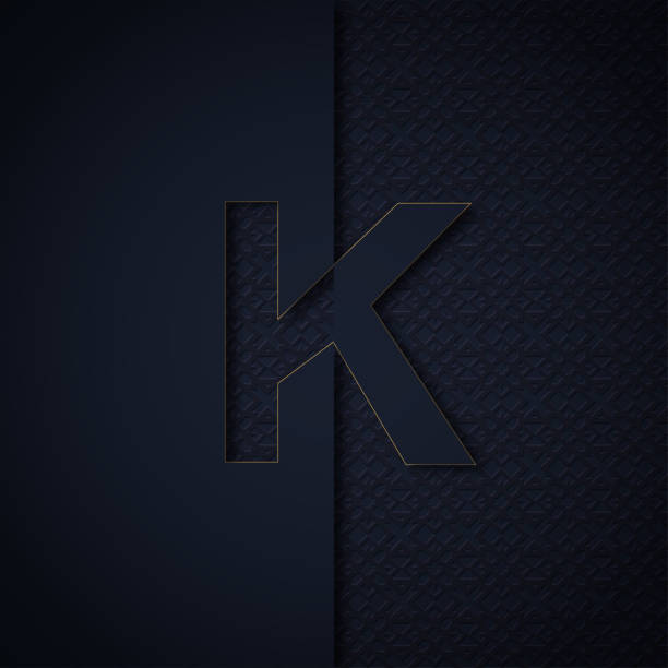 istock Silhouette initial letter K isolated on black textured background. Letter logo or emblem in paper cut style. Modern 3d design for advertising, monogram, card, cover, poster, banner, decoration. 1162210753