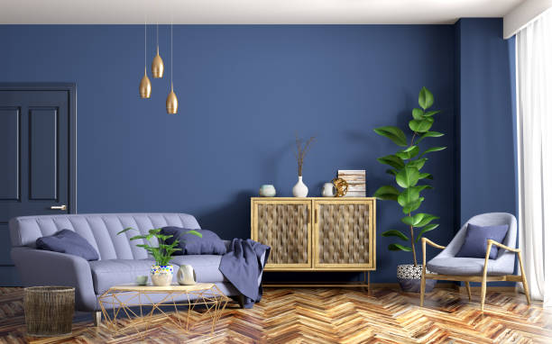 Interior of modern living room 3d rendering