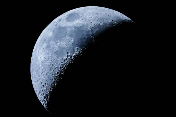 istock Waxing crescent moon as seeing from the southern hemisphere. Amazing the moon rough surface full of craters from meteorites coming from the universe and crashing our satellite the Moon an awe relief 1162213075