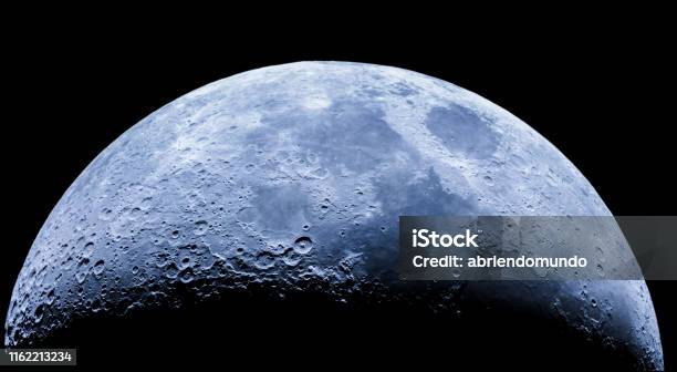 Wachsender Halbmond Als Von Der Südlichen Hemisphäre Aus Gesehen Erstaunlich Die Mond Raue Oberfläche Voller Krater Von Meteoriten Aus Dem Universum Kommen Und Absturz Unserer Satelliten Der Mond Ein Ehrfurcht Relief Stockfoto und mehr Bilder von Mond
