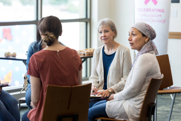 istock Women in a circle listen to unrecognizable group member share 1162215166