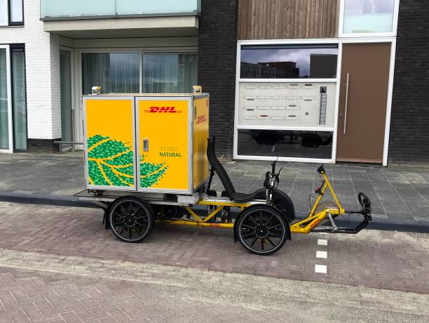DHL inner-city Electric Delivery Cargo Bike stock photo
