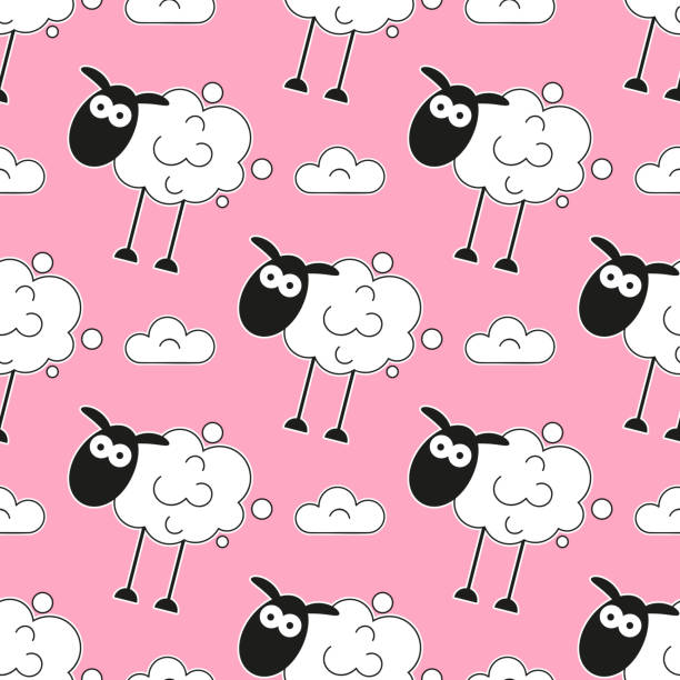 ilustrações de stock, clip art, desenhos animados e ícones de sheep. seamless pattern. vector illustration. cartoon sheep background. print. - jumbuck