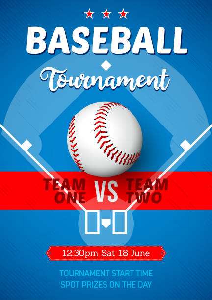 Baseball tournament poster Vector poster for a baseball team competition baseball stock illustrations