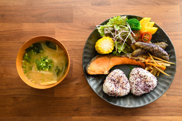 istock Delicious Japanese cuisines on a wooden table. 1162219668