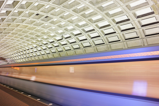 The Washington Metro rapid transit system opened in 1976. Its six lines and 91 stations serve the District of Columbia and parts of Maryland and Virginia. It operates as a subway in the densely populated Washington DC area. It is the third busiest public transportation system in the United States.