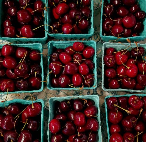 istock Colorful Summer Red Cherries, Close Up, Top View, and Organized 1162241738