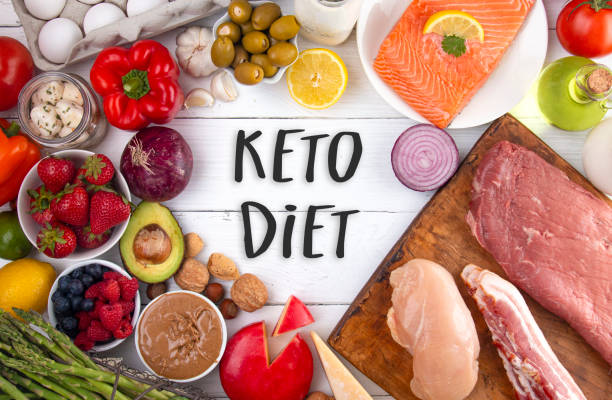 A Background of Healthy Food Perfect for a Low Carb Diet Like Keto stock photo