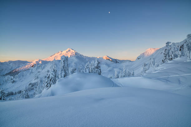 Winter Mt. Baker Wilderness, Washington Artist Point Snowshoe, Mt. Baker Ski Area mt shuksan stock pictures, royalty-free photos & images