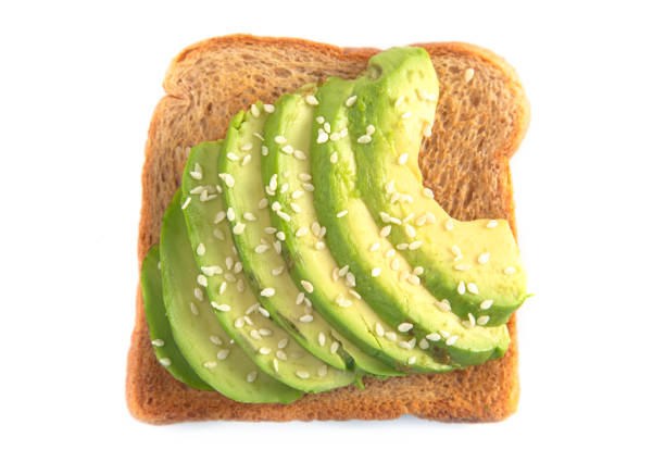 istock Sesame Seed Avocado Toast with Toppings Isolated on a White Background 1162245375