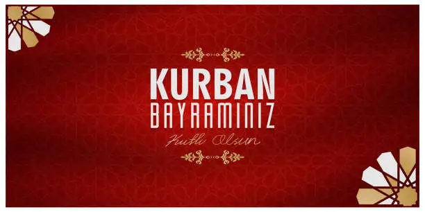 Vector illustration of kurban bayramınız kutlu olsun, meaning of english translation (happy eid al adha), Turkish Holidays - Sacrifice Feast Poster, Social Media, Greeting Card