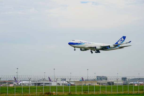 Nippon Cargo Airlines Plane landing to runways at suvarnabhumi international airport in Bangkok ,Thailand. Bangkok, Thailand - July 30, 2017: Nippon Cargo Airlines Plane landing to runways at suvarnabhumi international airport in Bangkok ,Thailand. nippon cargo airlines photos stock pictures, royalty-free photos & images