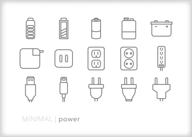 Vector illustration of Power and energy line icon set