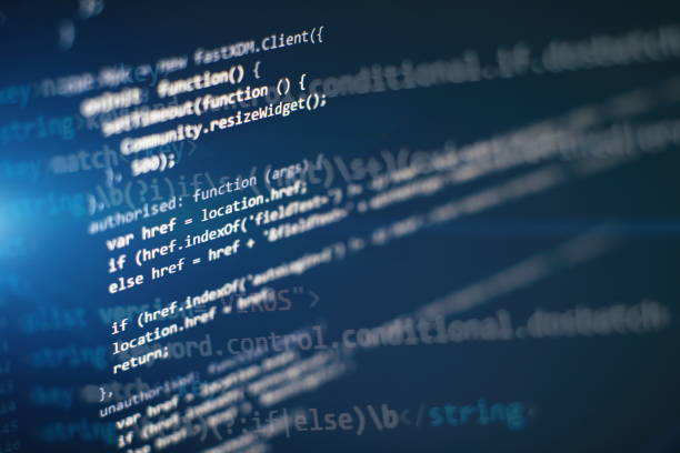 Monitor closeup of function source code. Abstract IT technology background. Software source code. Coding script text on screen. Notebook closeup photo. CSS, JavaScript and HTML usage. mathematical function stock pictures, royalty-free photos & images