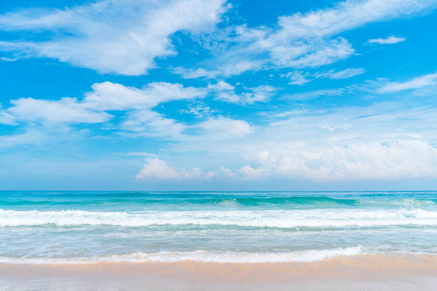 istock Beautiful tropical beach with blue sky and white clouds abstract texture background. Copy space of summer vacation and holiday business travel concept. Vintage tone filter effect color style. 1162263176