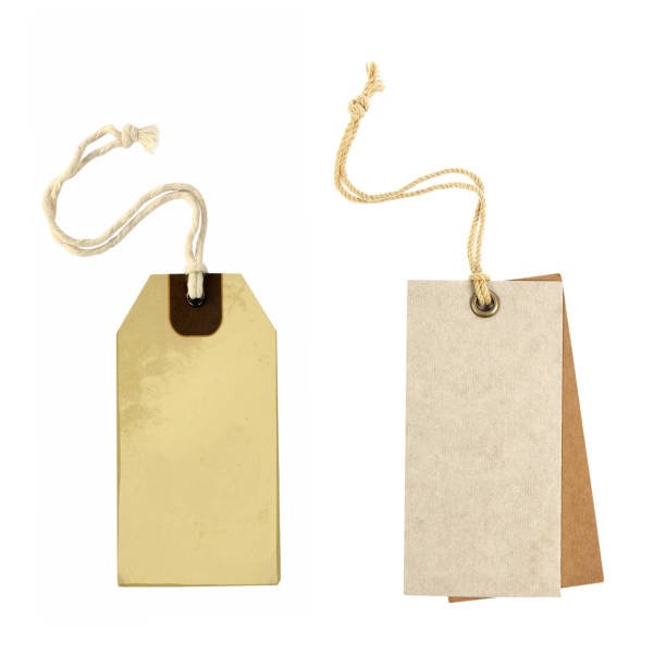 istock Blank old paper cloth tag or label set isolated on white 1162267499