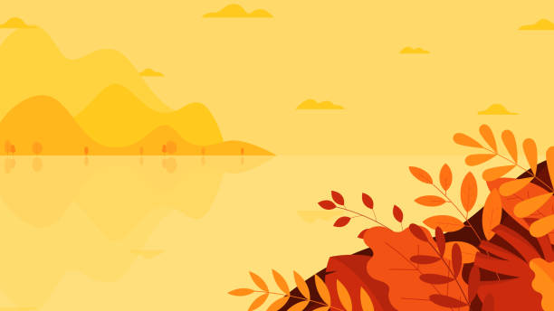 自然の秋の風景の背景 - autumn leaf frame decoration点のイラスト素材／クリップアート素材／マンガ素材／アイコン素材