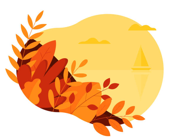 秋の自然景観の背景 - autumn leaf frame decoration点のイラスト素材／クリップアート素材／マンガ素材／アイコン素材