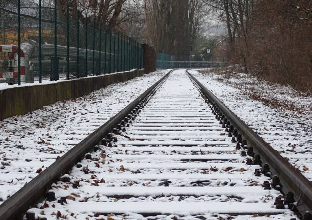istock Industrial railroad in winter 1162273445