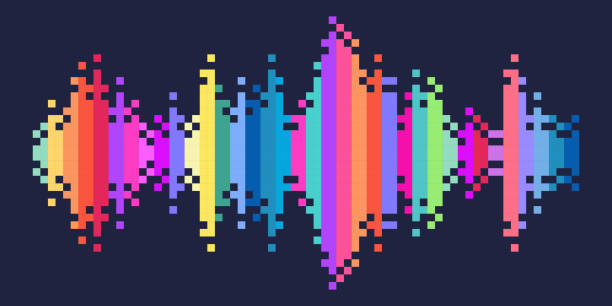 ilustrações de stock, clip art, desenhos animados e ícones de colorful sound wave vector background - spectrum rainbow backgrounds disco