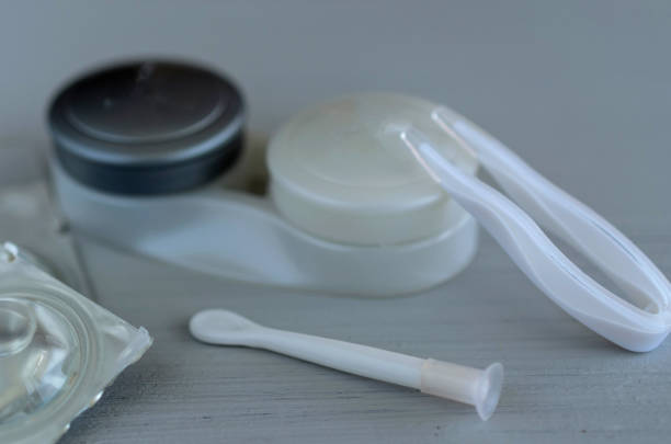 istock Contact lenses and accessories - tweezers, case 1162279737