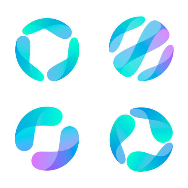 ilustraciones, imágenes clip art, dibujos animados e iconos de stock de plantilla de diseño vectorial para empresas. conjunto de iconos globales. - circle logo