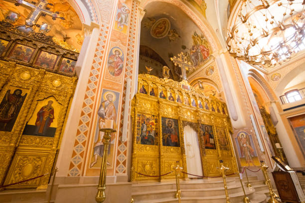 The interior of the Saint George Greek Orthodox Cathedral in downtown Beirut. Beirut, Lebanon stock photo