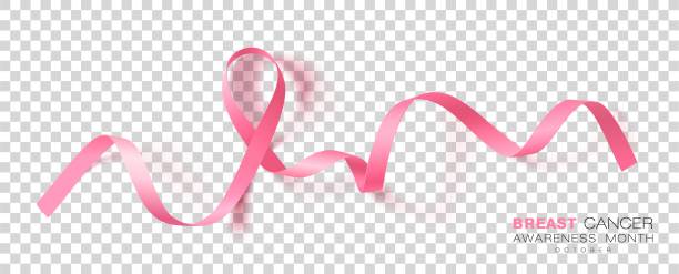 Breast Cancer Awareness Month. Pink Color Ribbon Isolated On Transparent Background. Vector Design Template For Poster. Breast Cancer Awareness Month. Pink Color Ribbon Isolated On Transparent Background. Vector Design Template For Poster. Illustration. breast cancer awareness stock illustrations