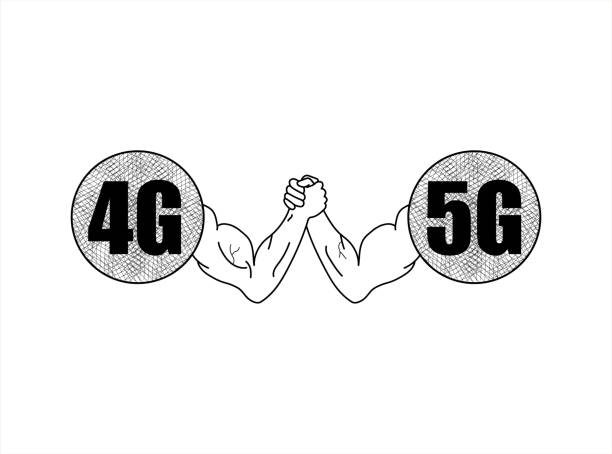 illustration für 4g und 5g arm wrestling - nut blueprint work tool construction stock-grafiken, -clipart, -cartoons und -symbole