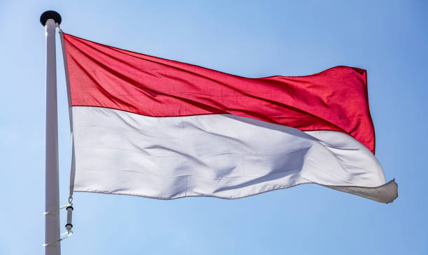 istock Indonesian flag waving against clear blue sky 1162285907