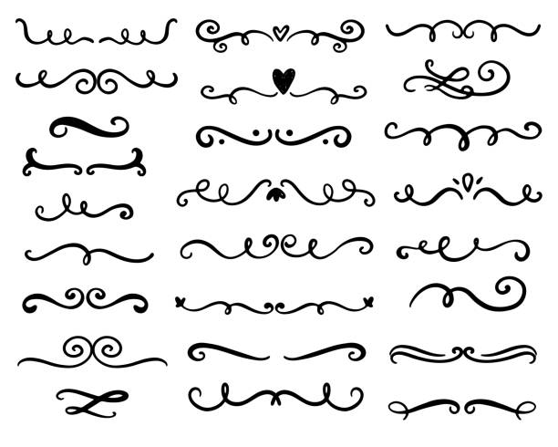 ilustrações, clipart, desenhos animados e ícones de divisor do vetor, redemoinho e jogo da onda - wedding pattern decor retro revival