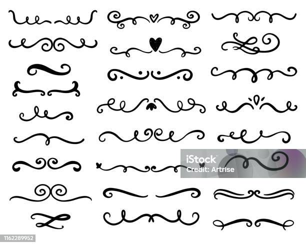 Vector Divider Swirl And Curl Set Stock Illustration - Download Image Now - Knick Knack, Retro Style, Old-fashioned