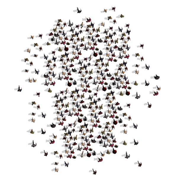 istock a large group of people is walking in one direction - top view 1162295793