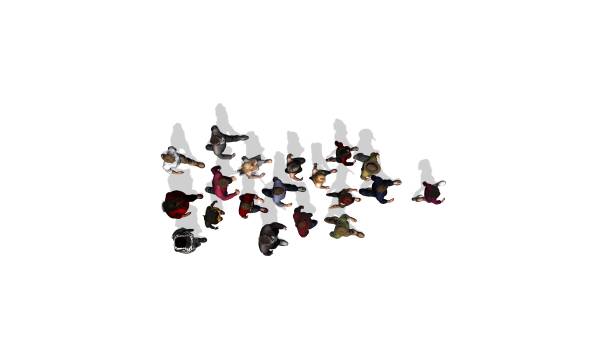 istock a little group of people is walking in one direction - top view 1162295914