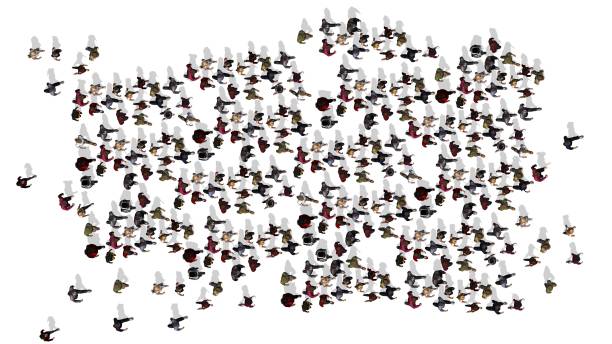 istock a large group of people is walking in one direction - top view 1162295945