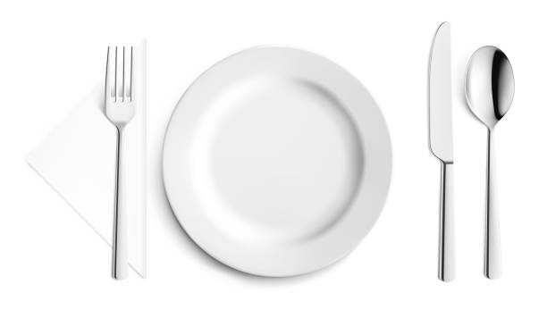istock Set of cutlery of fork, spoon and plate. 1162299465