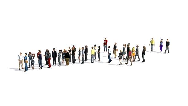 istock People, men and women to form a queue in a row 1162303557
