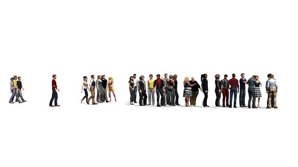 istock People, men and women to form a queue in a row 1162303559