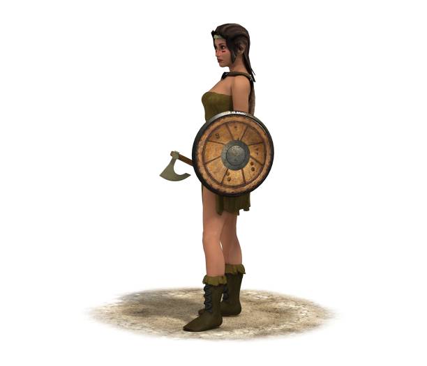 istock warrior woman character, 3D rendering, illustration 1162305262