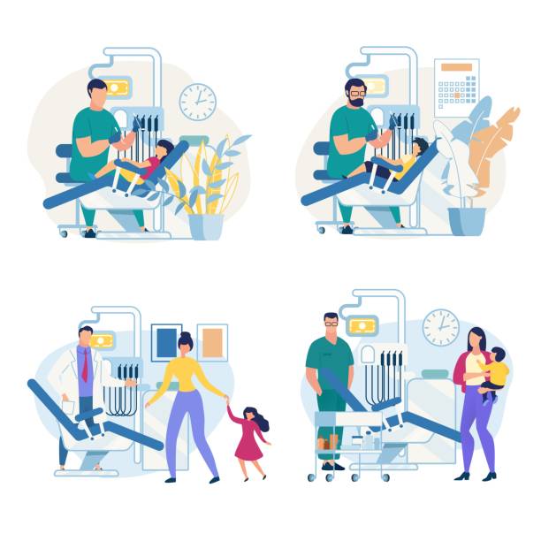 illustrations, cliparts, dessins animés et icônes de informational poster pediatric dental clinic. - dentist patient healthcare and medicine vector